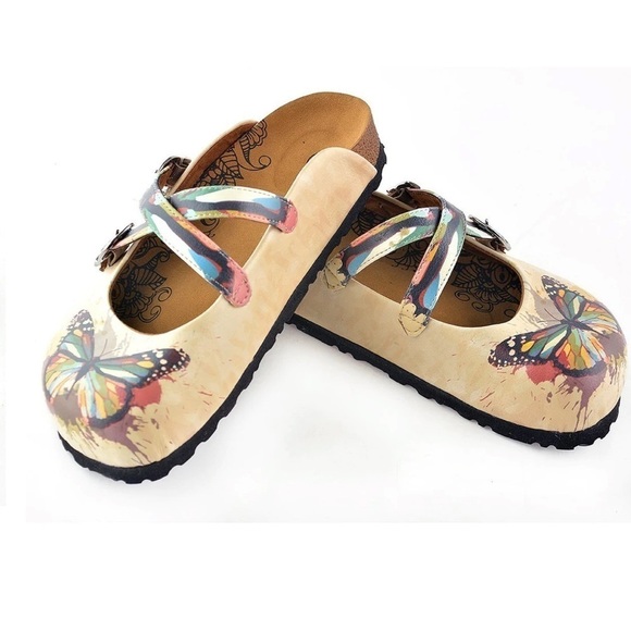 Calceo Shoes - Calceo Women’s Colorful Butterflied Patterned Sandal Clogs